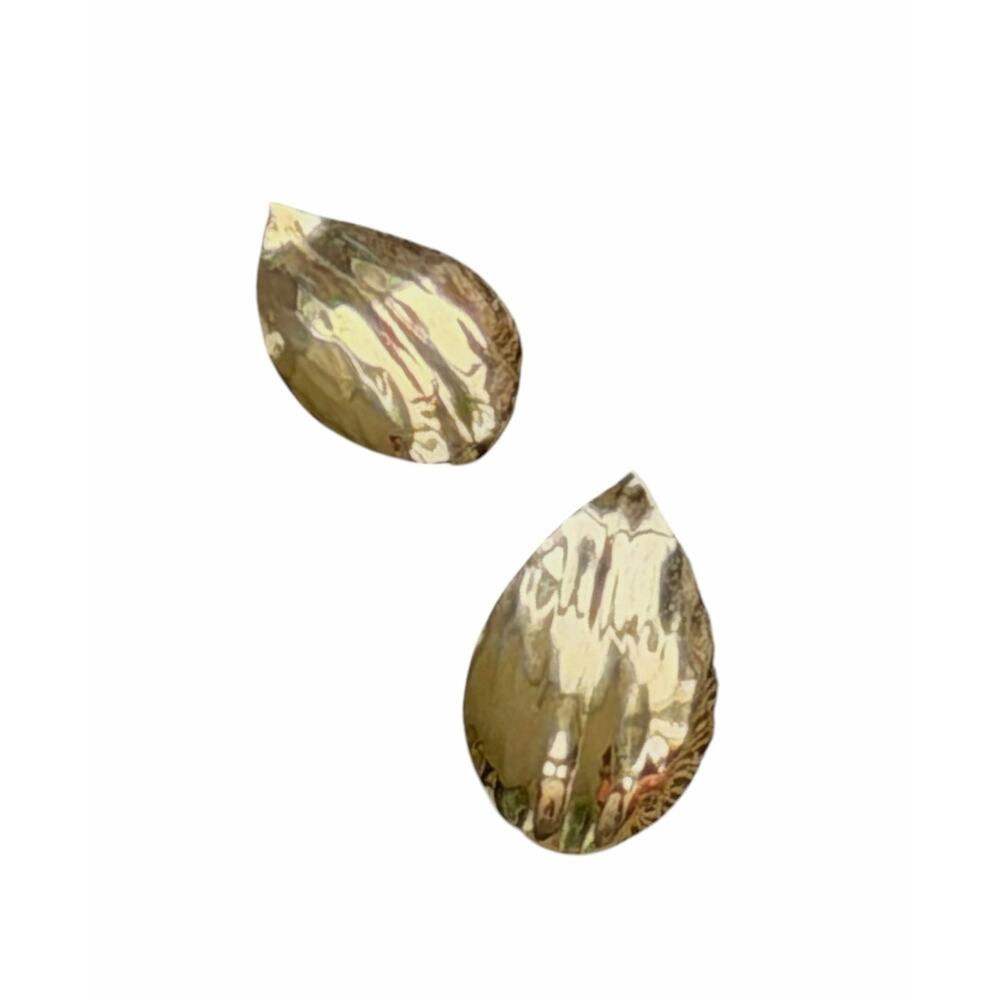 VTG Napier Gold Tone Hammered Teardrop Leverback Pierced Earrings 1.25” Signed